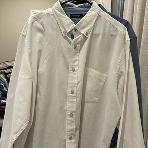 Nautical Long Sleeve Button Down Shirt, White Size X-Large